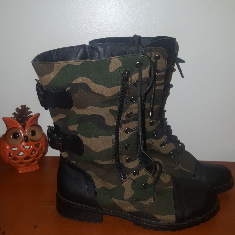 Never Worn Camouflage combat boots